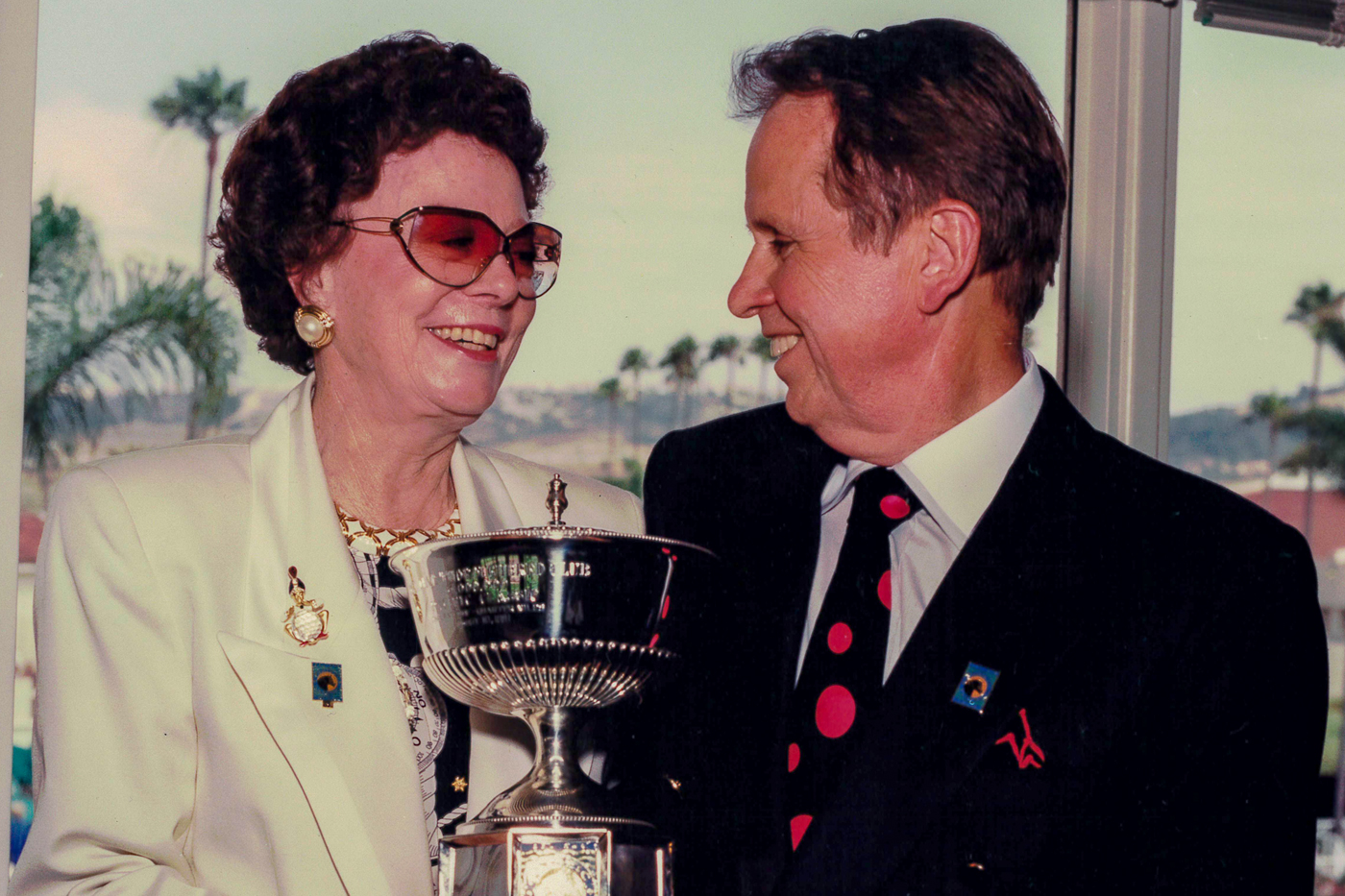 John & Betty Mabee with 1991 Pacific Classic Trophy